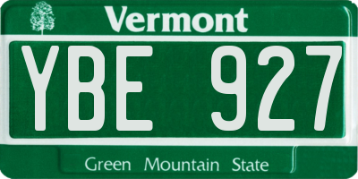VT license plate YBE927