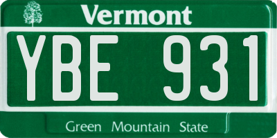 VT license plate YBE931
