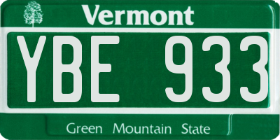 VT license plate YBE933