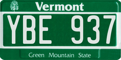 VT license plate YBE937