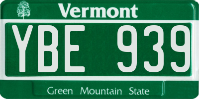 VT license plate YBE939