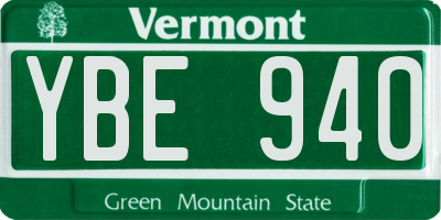 VT license plate YBE940