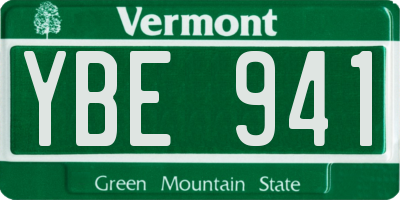 VT license plate YBE941
