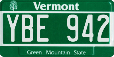 VT license plate YBE942
