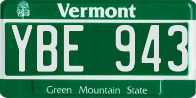 VT license plate YBE943