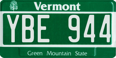 VT license plate YBE944