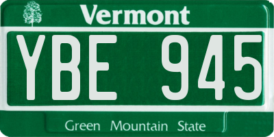 VT license plate YBE945