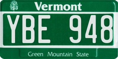 VT license plate YBE948