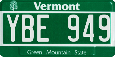VT license plate YBE949
