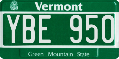 VT license plate YBE950