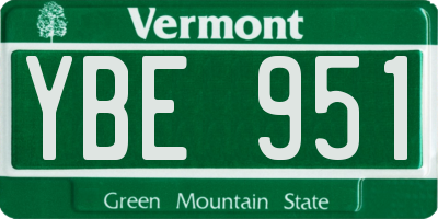 VT license plate YBE951