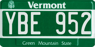 VT license plate YBE952