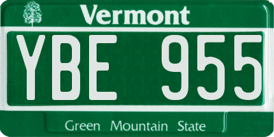 VT license plate YBE955