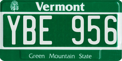 VT license plate YBE956