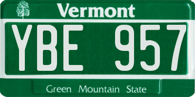 VT license plate YBE957