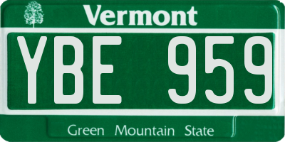 VT license plate YBE959