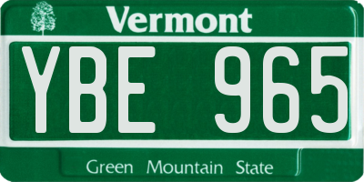 VT license plate YBE965