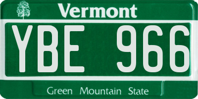 VT license plate YBE966