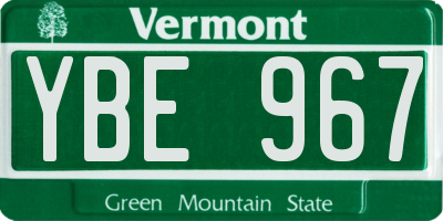 VT license plate YBE967