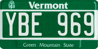 VT license plate YBE969