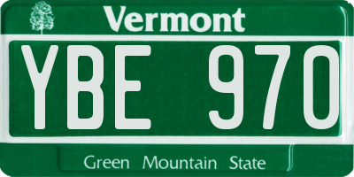 VT license plate YBE970