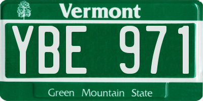 VT license plate YBE971