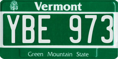 VT license plate YBE973