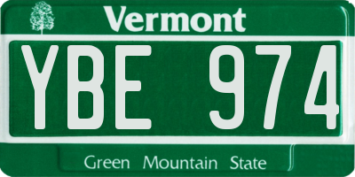 VT license plate YBE974