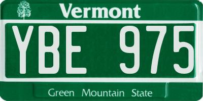 VT license plate YBE975