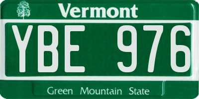 VT license plate YBE976