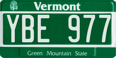 VT license plate YBE977