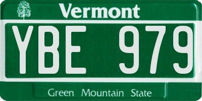 VT license plate YBE979