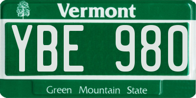 VT license plate YBE980
