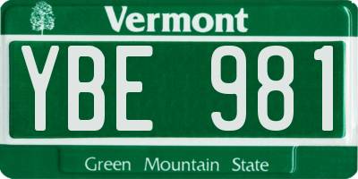 VT license plate YBE981