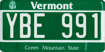 VT license plate YBE991