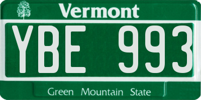VT license plate YBE993