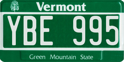 VT license plate YBE995