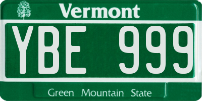 VT license plate YBE999