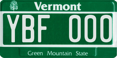 VT license plate YBF000