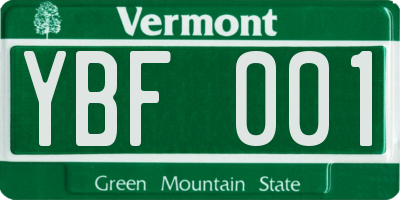 VT license plate YBF001