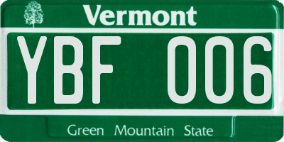 VT license plate YBF006