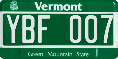 VT license plate YBF007