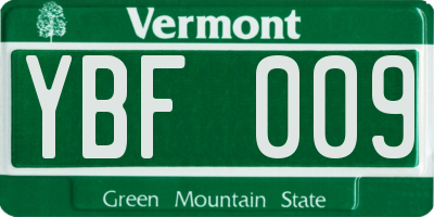 VT license plate YBF009