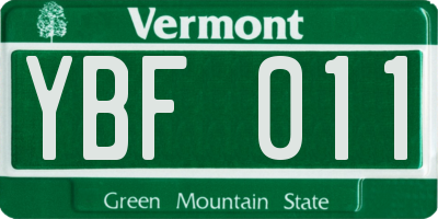 VT license plate YBF011