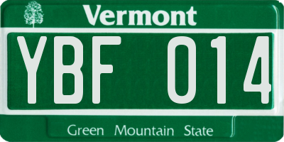 VT license plate YBF014