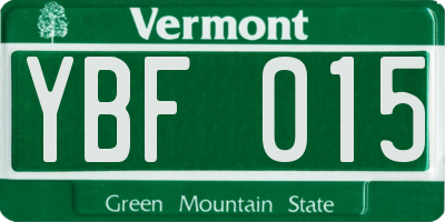 VT license plate YBF015