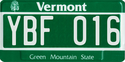 VT license plate YBF016