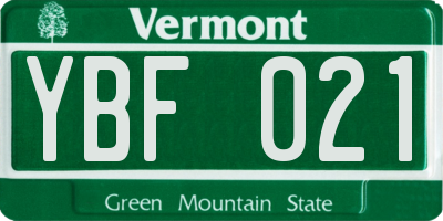 VT license plate YBF021