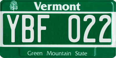 VT license plate YBF022