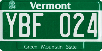 VT license plate YBF024